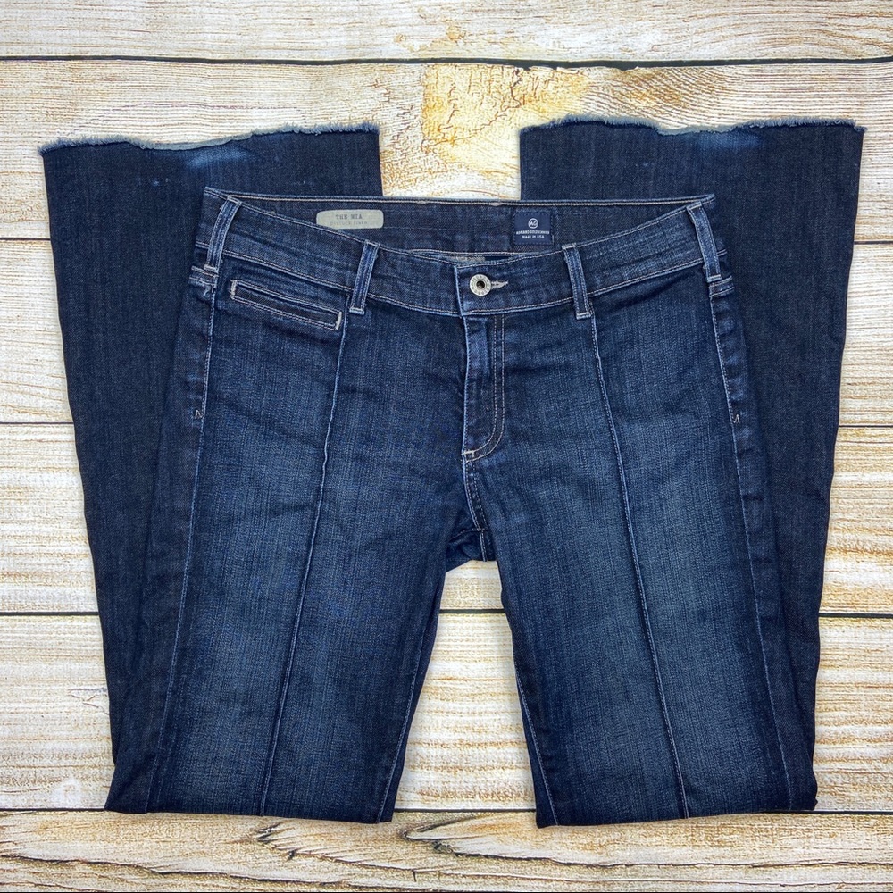 AG Blue The Mia Pintuck Flare Jeans